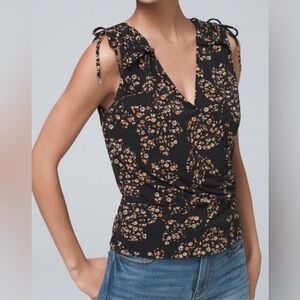 White House Black Market Surplice Tie Sleeve Blouse Size Small